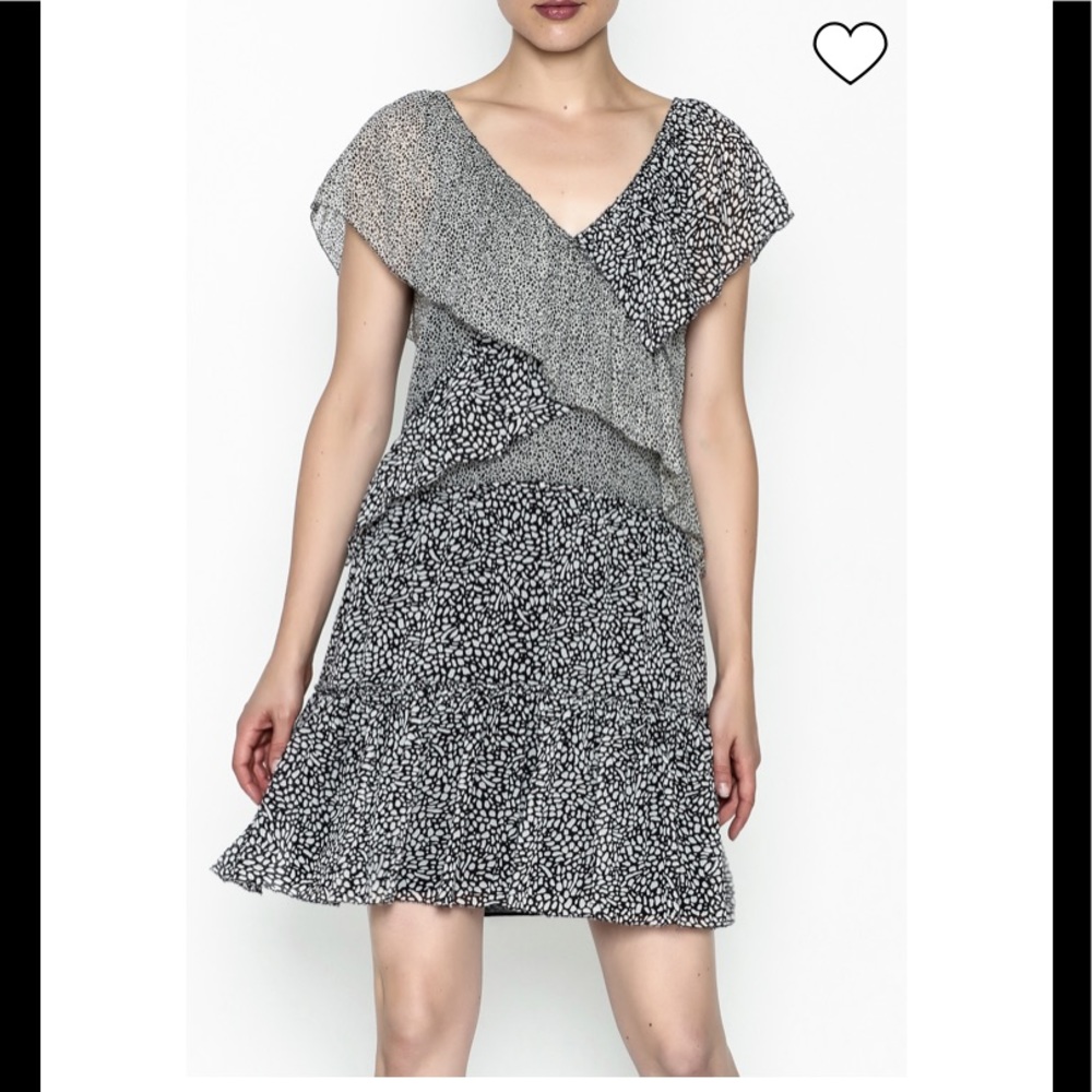 Derek Lam | Silk Cross Ruffle Shift Dress. Tiered Ruffle Flounce Hem